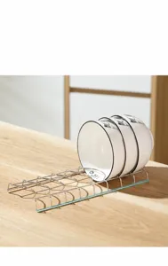 Egouttoir a vaisselle en acier inoxydable rangement bol cuisine vue detaillee pro