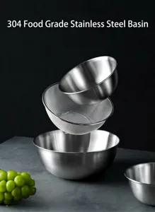 Juego de cuencos mezcladores y colador de acero inoxidable 304 para cocina y ensalada.