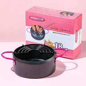 Mini Deep Fryer Tempura Fryer Pot Stainless Steel Filter Iron Non Stick Cookware For Gas Induction Cooker Household Kitchen