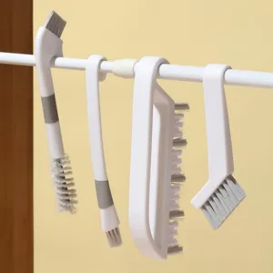 Japanese style multi-functional cleaning brush set with hook handle, perfect for kitchen gaps.