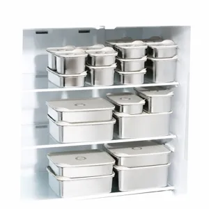 Contenedor de almacenamiento de alimentos de acero inoxidable con tapa hermética para nevera