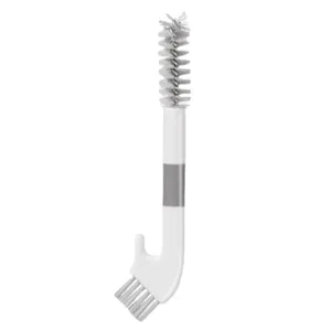 Japanese dual-head cleaning brush with hook white plastic handle for kitchen sink cup groove
