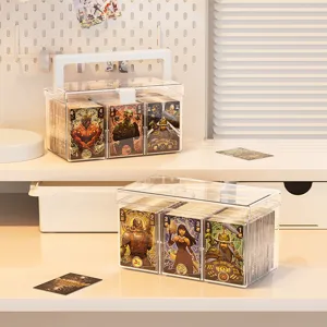 Boîte de rangement de cartes en acrylique transparent avec couvercle étanche à la poussière.