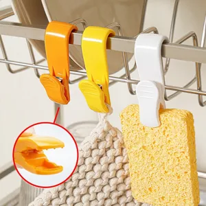 Multi-functional plastic clips hooks for kitchen bathroom hanging towel storage organizer tools.