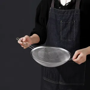Colador de Malla Fina de Acero Inoxidable Cuchara de Filtro de Leche de Soja Con Mango Largo Orejas Dobles Espumadera de Cocina