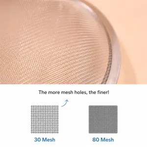 Colador de malla de acero inoxidable, filtro de cocina fino para el hogar y hornear.