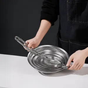 Juego de colador de cocina de acero inoxidable fino con mango para filtrar alimentos