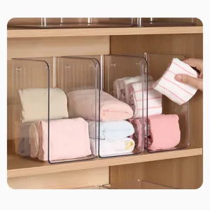 Clear acrylic desktop storage box bookend organizer shelf container for books clothes