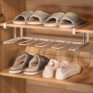 Organisateur de support à chaussures en métal pour étagères d'armoire, rangement suspendu.