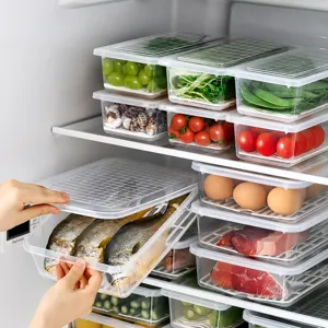 Caja de almacenamiento transparente para refrigerador con escurridor cocina organizer