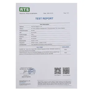 Certificato di rapporto di prova di conformita REACH per bracciale documento di qualita.