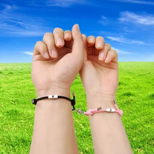 Adjustable Magnetic Couple Bracelets Sun Moon Matching Titanium Steel Braided Rope Jewelry For Lovers Gift Fashion Commuter