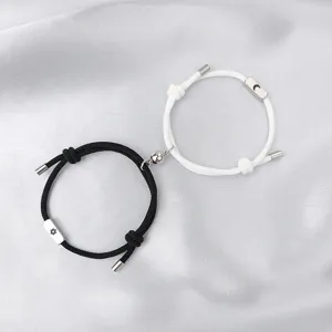 Couple magnetic bracelets stainless steel sun moon matching braided rope fashion jewelry gifts