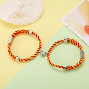 Magnetische koppels armbanden bijpassende rood gele gevlochten touwen hart sluiting.