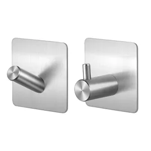 Stainless steel wall mounted sticky hooks punch free kitchen bathroom coat robe hangers