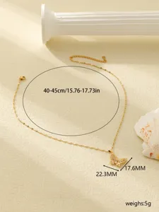 Collier pendentif papillon en acier inoxydable plaqué or 18k détails et dimensions de vente.