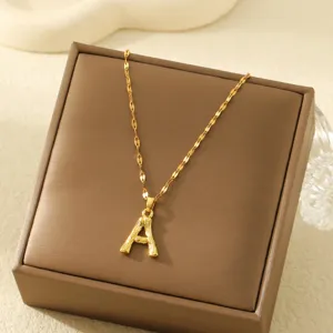 Gouden Letter A Hanger Ketting Roestvrij Staal 18K Mode Sieraden Vrouwen Cadeau Hoofd
