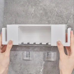 Portaspazzolino da parete senza foratura in plastica organizer per bagno mensola di stoccaggio