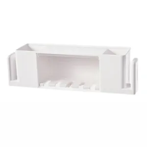 Portaspazzolino da parete bianco per la conservazione del bagno, design in plastica multifunzione.