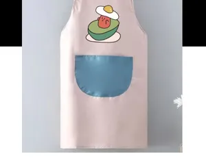 Tablier de cuisine imperméable rose avec motif d'avocat mignon et poche bleue pour la maison