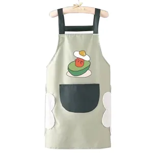 Tablier de cuisine imperméable pour femmes avec torchons et poche, joli bavoir d'avocat mignon.