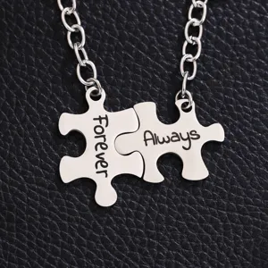 Stainless steel puzzle couple keychain matching pendant matching heart jewelry gift key chain