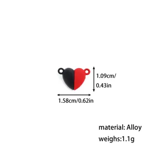 Heart magnetic jewelry DIY alloy pendant charm connector link with size specifications.