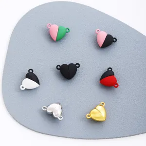 Zinc Alloy Heart Magnetic Clasps For Jewelry Making DIY Necklace Bracelet Connector Findings Plated Painted Heart Shape Link Clasp