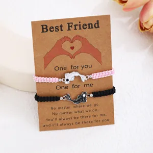 Pulseras de la amistad trenzadas a mano con peces yin yang para parejas y mejores amigos.