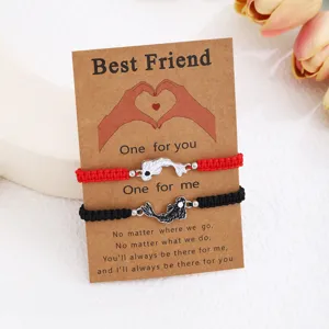 Pulseras de amistad de pareja trenzadas hechas a mano Yin Yang Koi para mejores amigos