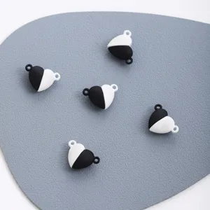 Black white heart charms DIY jewelry accessories metal pendant connectors for handmade bracelets.