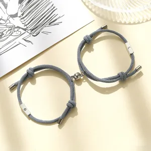 Magnetic couple braided bracelets with sun and moon matching design for best friends and lovers.