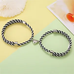 Zwart-witte geweven koppelarmbanden met magnetische hartsluiting voor geliefden sieraad