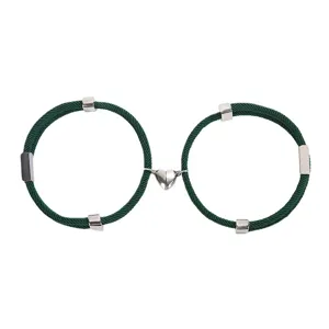 Set van magnetische gevlochten touw armbanden voor koppels met hartvormige sluiting