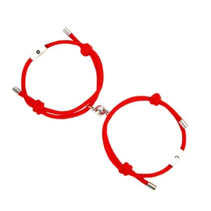 Couple magnetic red string bracelet with sun and moon charms for lovers best friends
