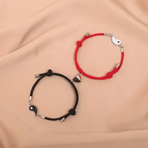 Couple black and white magnetic Tai Chi Milan rope braided bracelet set for men and women