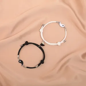 Alloy Nylon Tai Chi Yin Yang Magnetic Heart Matching Rope Bracelets For Couples Individualistic Fashion Hand Jewelry