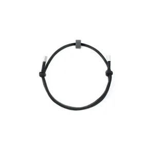 Black woven cord tungsten carbide emergency escape bracelet detail view for daily use.