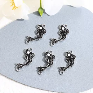 Zinc Alloy Enamel Yin Yang Fish Charms For Jewelry Making DIY Bracelet Pendants Koi Fish Double Loop Connectors Accessories