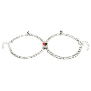 Pulseras de pareja magnéticas de acero inoxidable con colgantes de corazón para enamorados