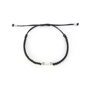 Bracciale in corda intrecciata regolabile da uomo con ciondolo manubrio in lega nera