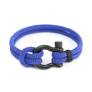 Bracelet homme paracorde bleu avec manille en acier inoxydable accessoire bijou tendance