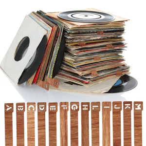 Set d'onglets de separation en bois alphabet, marque-pages A a M pour trier disques vinyles.