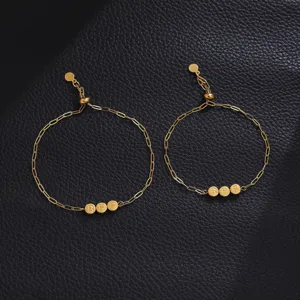 Bracciale Minimalista in Acciaio Inossidabile Catena a Graffetta Lettera BFF Disco per Migliori Amici Donna Uomo Gioielli