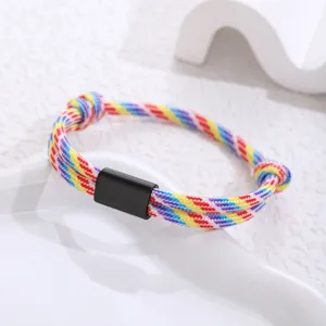 Handmade colorful paracord stainless steel bracelet for men and women daily casual wear jewelry