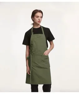 Tablier vert pour cuisine maison cuisson vêtements de travail imperméables poches.