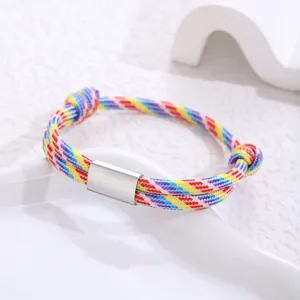 Handmade colorful paracord stainless steel bracelet for men and women fashion jewelry