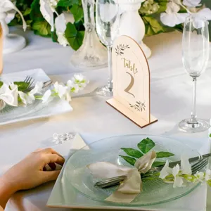 Wooden wedding table number sign arched table decor party placeholder sign desktop decor