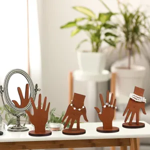 Wooden hand jewelry display stand desktop bracelet ring organizer creative home decor storage holder