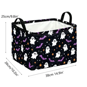 Halloween ghost storage basket waterproof foldable fabric organizer bin with handles